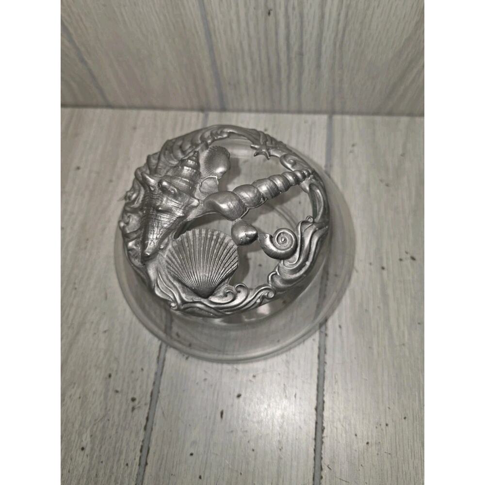 Vintage 1994 SeaShell Seagull Canada Pewter Etain Zinn Lidded Bowl Trinket Dish